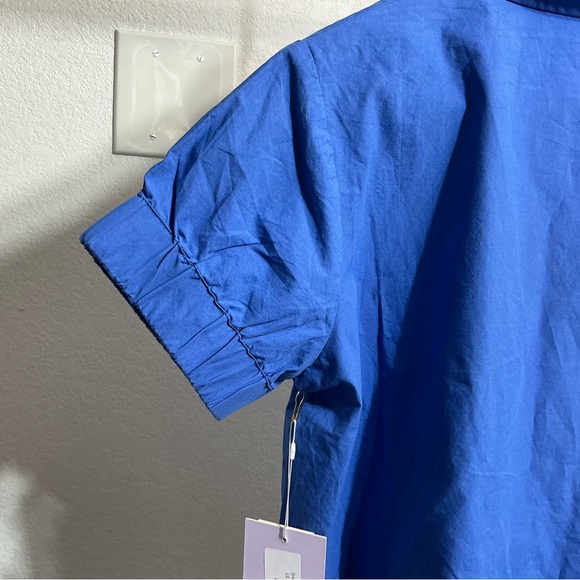 Never a Wallflower NWT Elastic Sleeve Top Size XS Blue - Picture 5 of 8